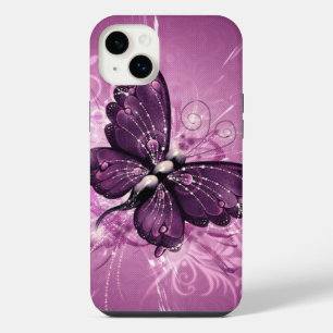 purple butterfly vector art iPhone 14 plus case