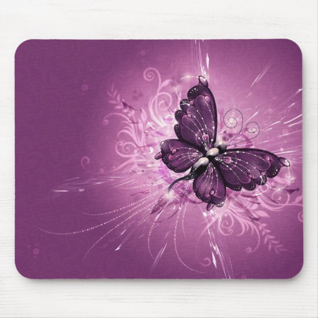purple butterfly vector art mouse pad (Front)