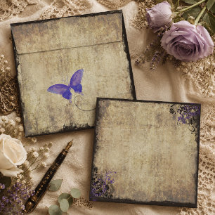 Purple Butterfly Vintage Wedding Envelope