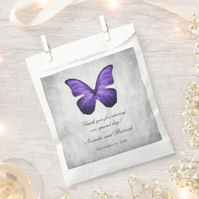 Purple Butterfly Wedding Favour Bags (Clipped)