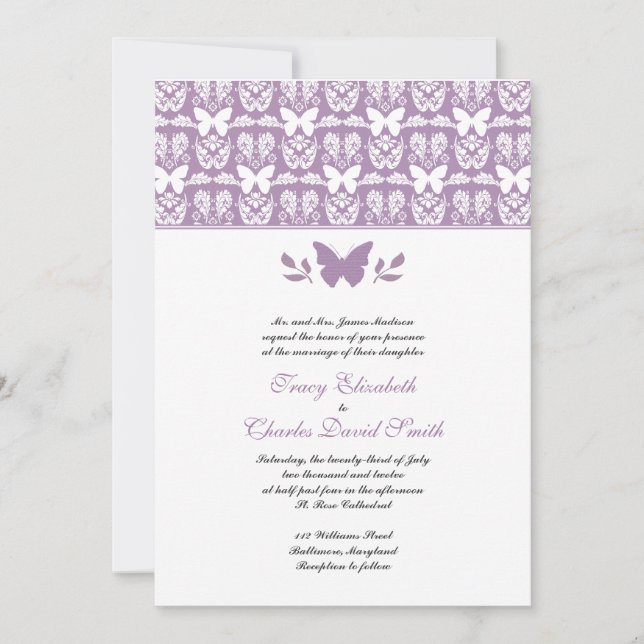 Purple Butterfly Wedding Invitations (Front)