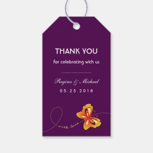 Purple Butterfly Wedding Party Favour Gift Tag