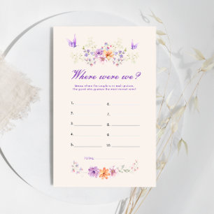 Purple Butterfly Where Were We Bridal Shower Game