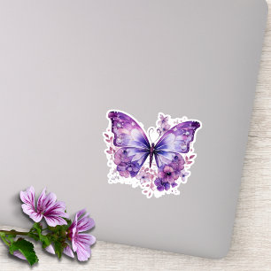 Purple Butterfly with Flowers