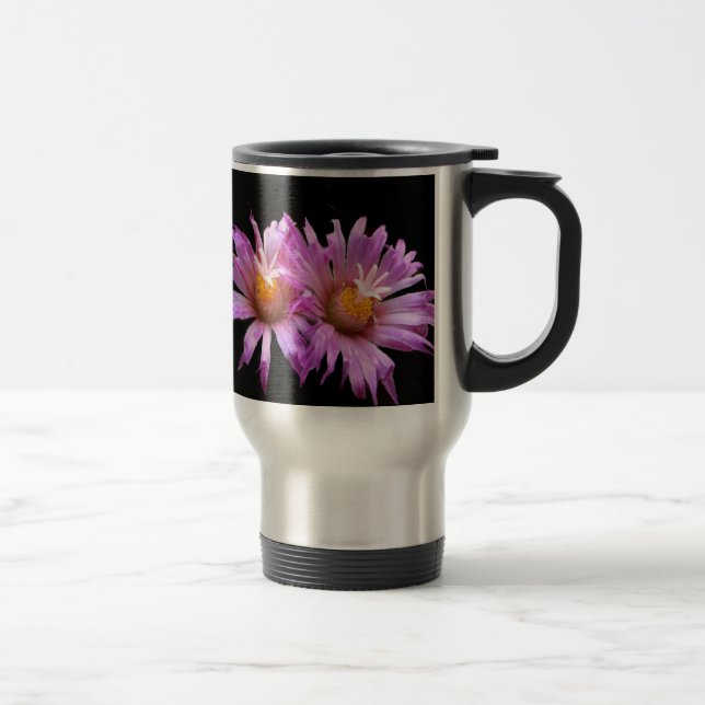 Purple Cactus Flowers Travel Mug (Right)