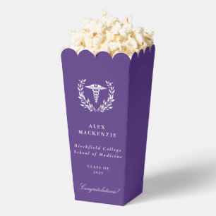 Purple Caduceus+Laurel Wreath Medical Graduation Favour Box