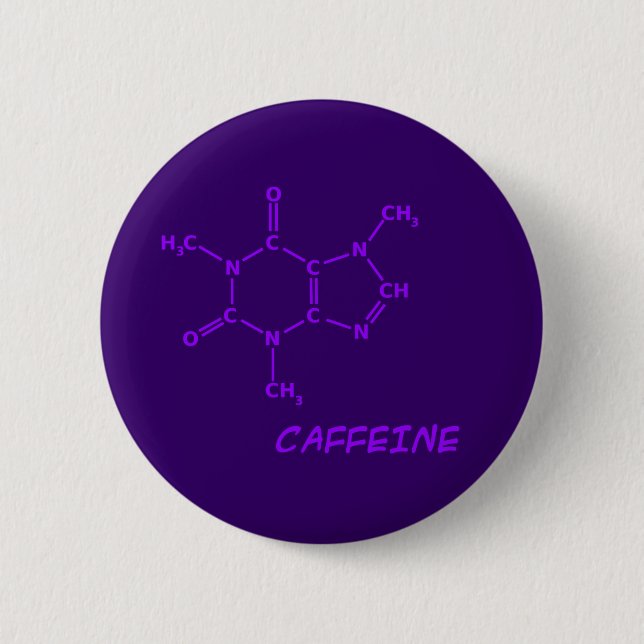 Purple Caffeine Molecule Button (Front)