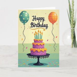 Purple Cake Birthday Card