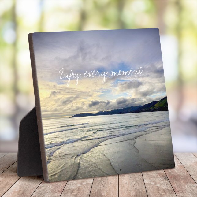 Purple California Sunset Photo Enjoy Every Moment Plaque (Creator Uploaded)