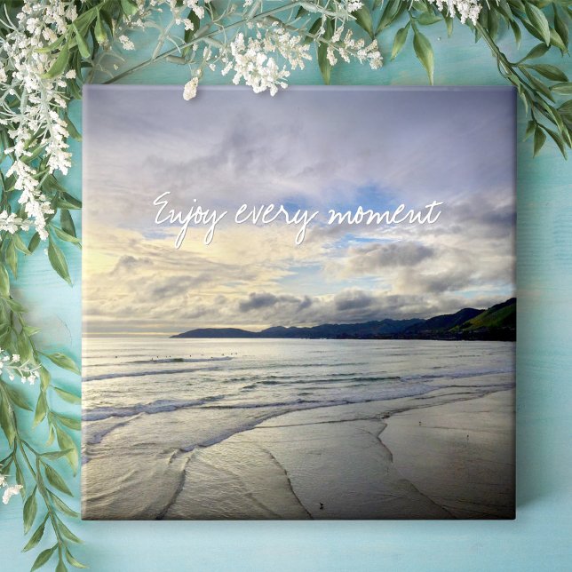 Purple California Sunset Photo Enjoy Every Moment Tile (Creator Uploaded)