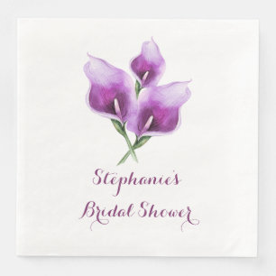 Purple Calla Lily Floral Bridal Shower Napkin