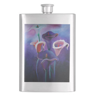 Purple Callas Lilac And Purple Art Hip Flask