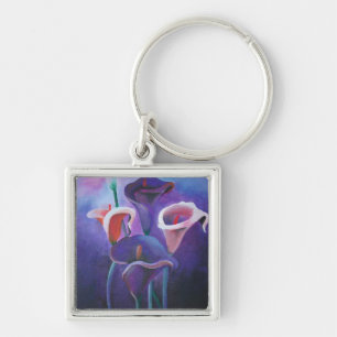 Purple Callas Lilac And Purple Art Key Ring