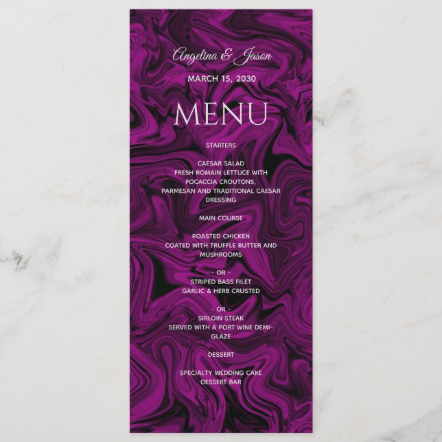 Purple Calligraphy Wedding Menu (Front)