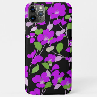 PURPLE CAMELLIAS,WHITE GREEN LEAVES BLACK Floral Case-Mate iPhone Case