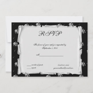 Purple Cameo Rose Steampunk Goth RSVP Invitation