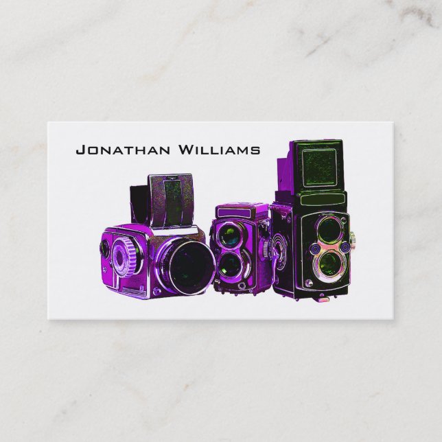 Purple Camera Photography Business Cards (Front)