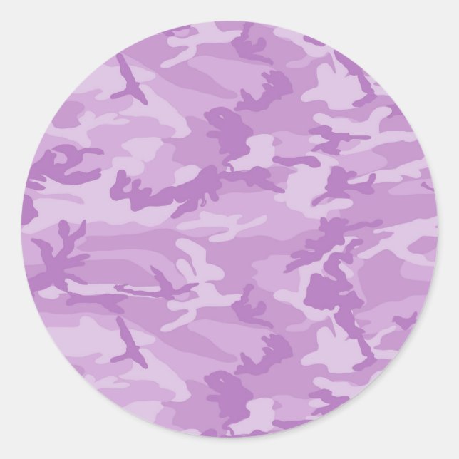 Purple Camo Classic Round Sticker (Front)