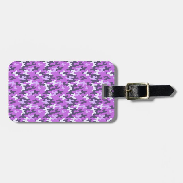Purple Camo Luggage Tag (Front Horizontal)