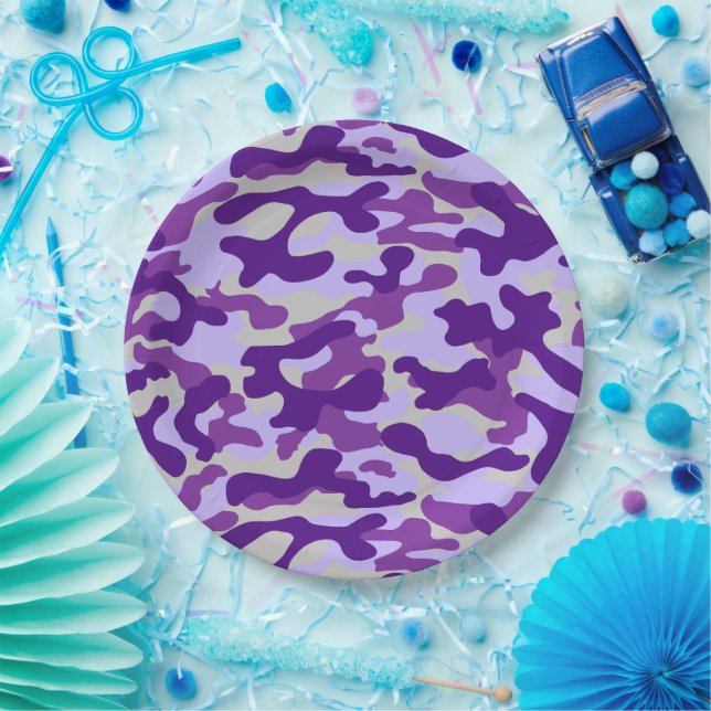 Purple Camo  Paper Plate (Party)