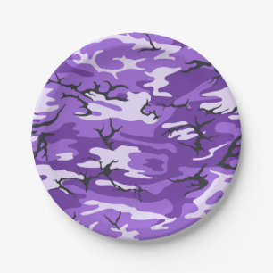 Purple Camo Paper Plate