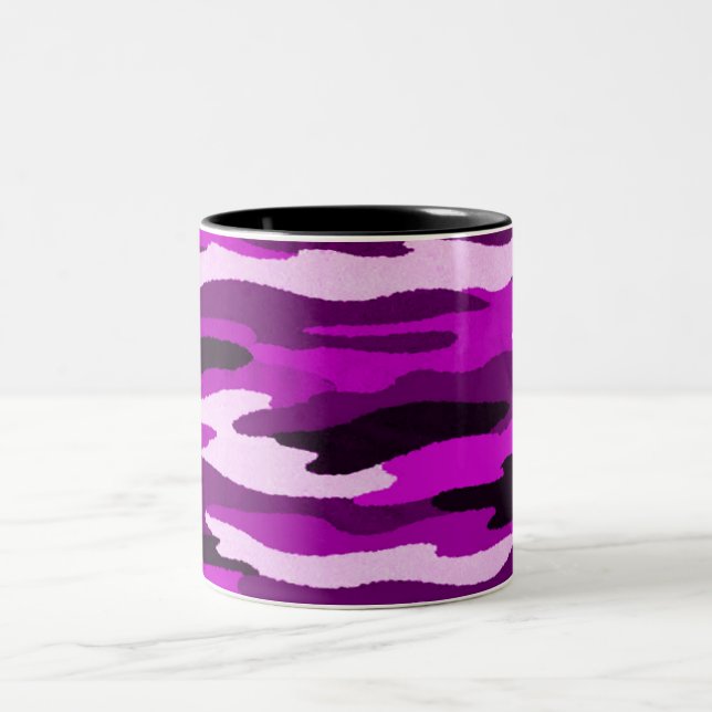 Purple Camo Print Two-Tone Coffee Mug (Center)
