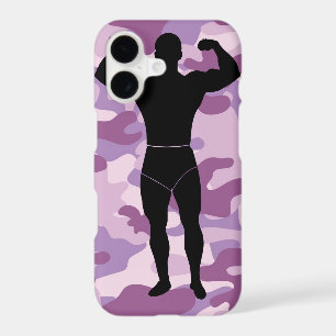 Purple Camo with Bodybuilder Iphone Case