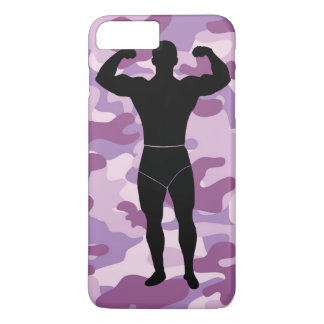Purple Camo with Bodybuilder Iphone Case
