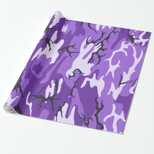 Purple Camo Wrapping Paper (Unrolled)