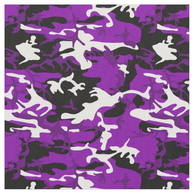 purple camouflage black white camo fabric (Close Up)