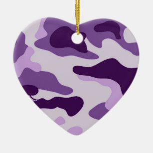Purple camouflage heart shaped ornament