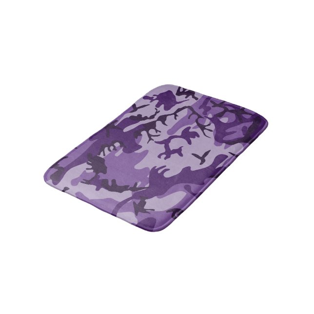 Purple Camouflage, Military, Army Bath Mat (Angled)