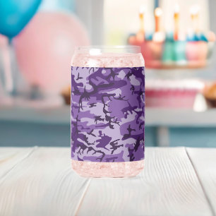 Purple Camouflage, Military, Army Can Glass