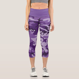 Purple Camouflage, Military, Army Capri Leggings