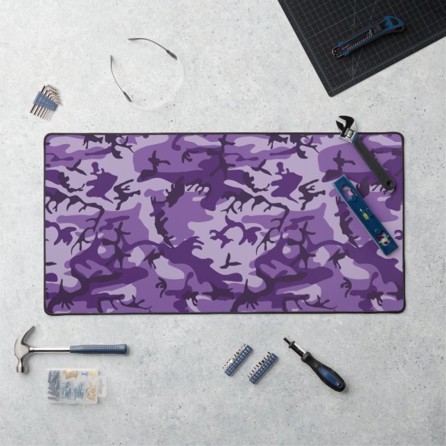 Purple Camouflage, Military, Army Desk Mat (Workstation)