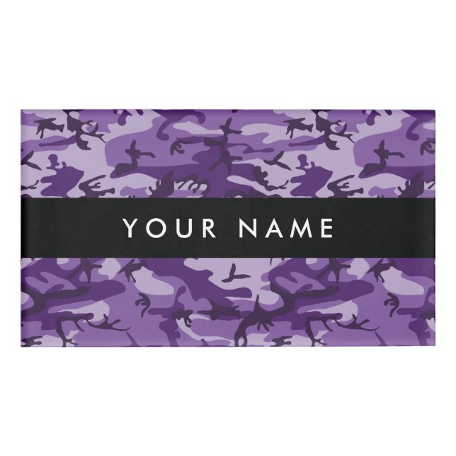 Purple Camouflage, Military, Army Name Tag (Front)