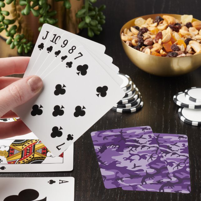 Purple Camouflage, Military, Army Playing Cards (In Situ)