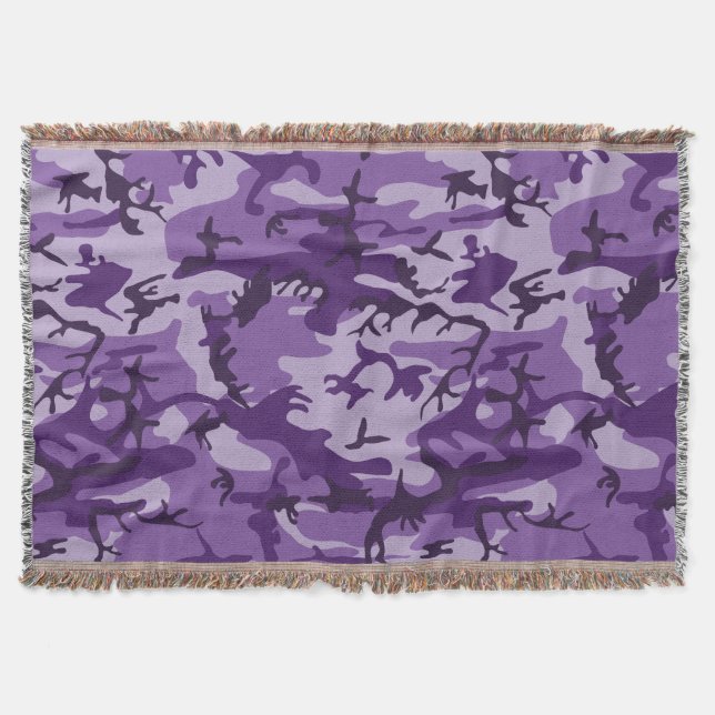 Purple Camouflage, Military, Army Throw Blanket (Front)
