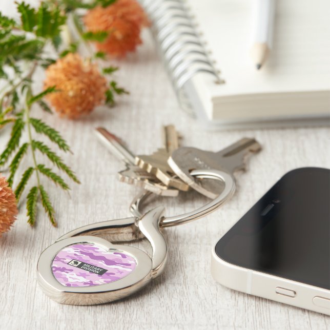 Purple Camouflage Pattern Metal  Key Ring (Side)