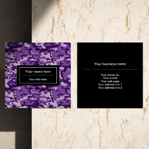 Purple Camouflage Pattern, Military, Army Square Business Card