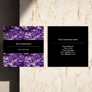 Purple Camouflage Pattern Military Army Square Business Card