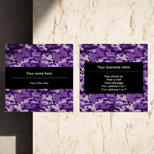 Purple Camouflage Pattern, Military, Army Square Business Card
