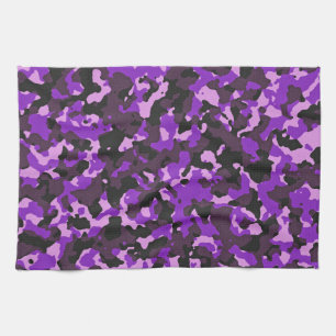 Purple camouflage pattern tea towel