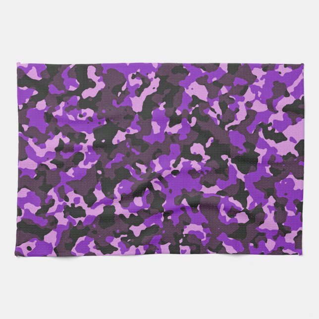 Purple camouflage pattern tea towel (Horizontal)