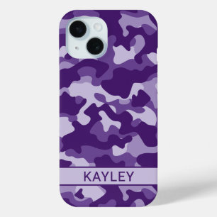 Purple Camouflage Personalised iPhone 15 Case