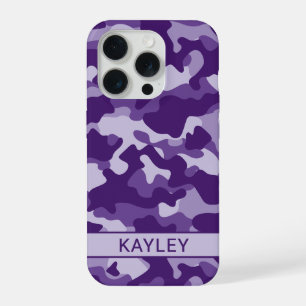 Purple Camouflage Personalised iPhone 15 Pro Case