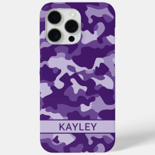 Purple Camouflage Personalized iPhone 15 Pro Max Case