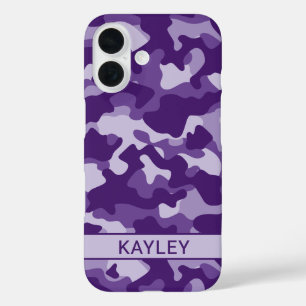 Purple Camouflage Personalized iPhone 16 Case