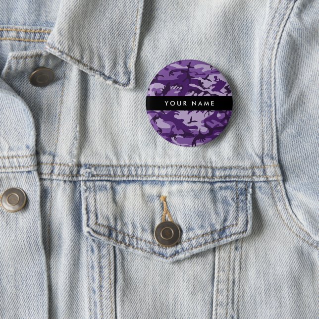 Purple Camouflage Your name Personalise 6 Cm Round Badge (In Situ)
