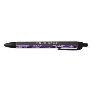 Purple Camouflage Your name Personalise Black Ink Pen